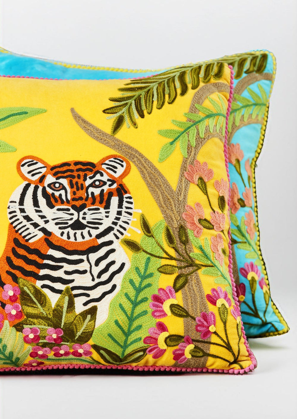 Yellow Cotton Velvet Tiger Cushion Cover - Second Nature Online
