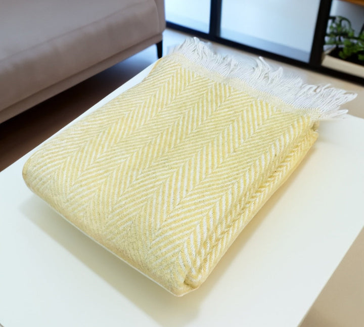 Yellow Wool Chevron Throw - Second Nature Online