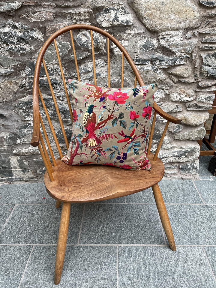 Velvet Cushion Cover with Bird of Paradise Design - Second Nature Online