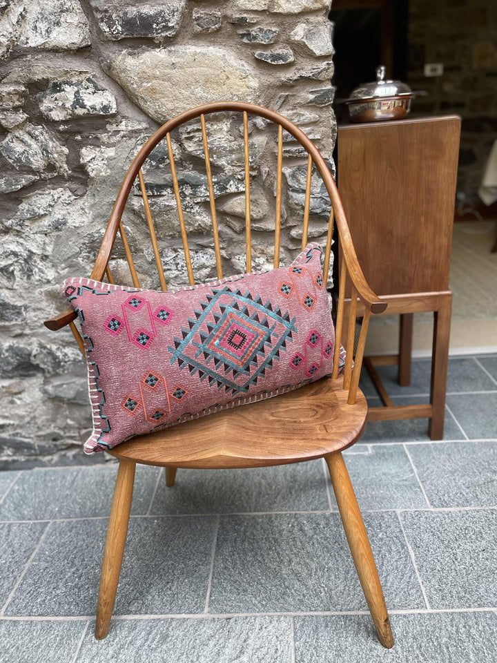 Stonewash Cushion Cover with Indian Embroidery Detail - Second Nature Online