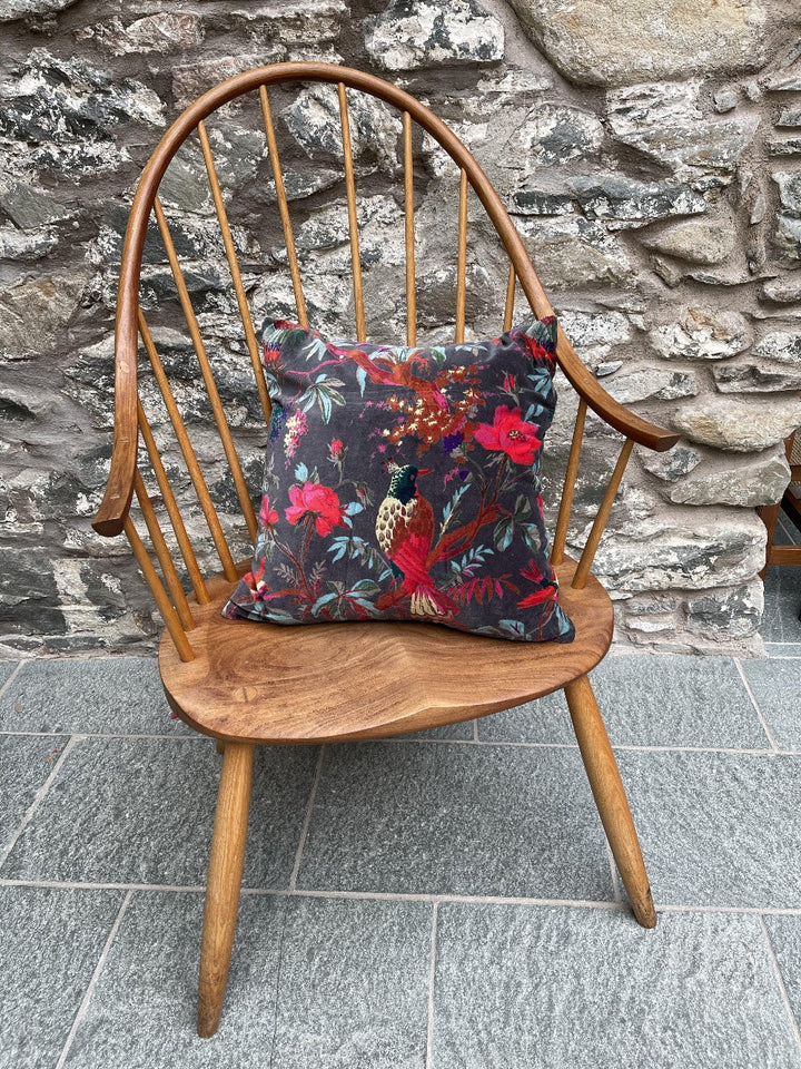 Velvet Cushion Cover with Bird of Paradise Design - Second Nature Online