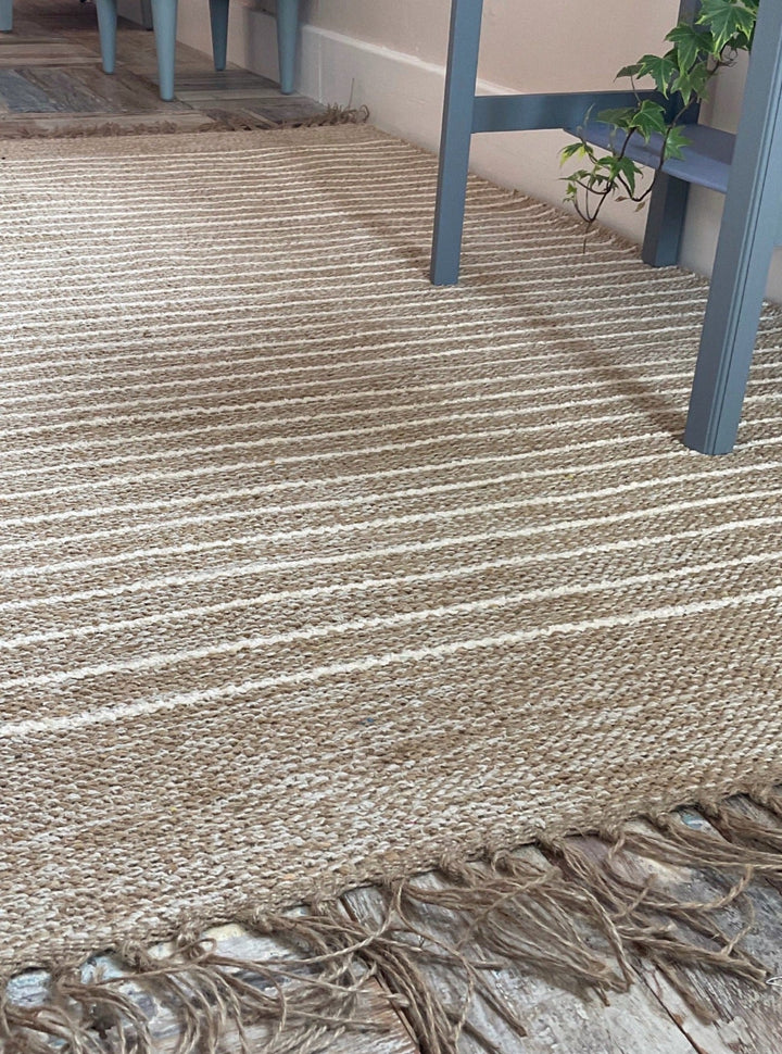 Beige Cream Striped Natural Rug