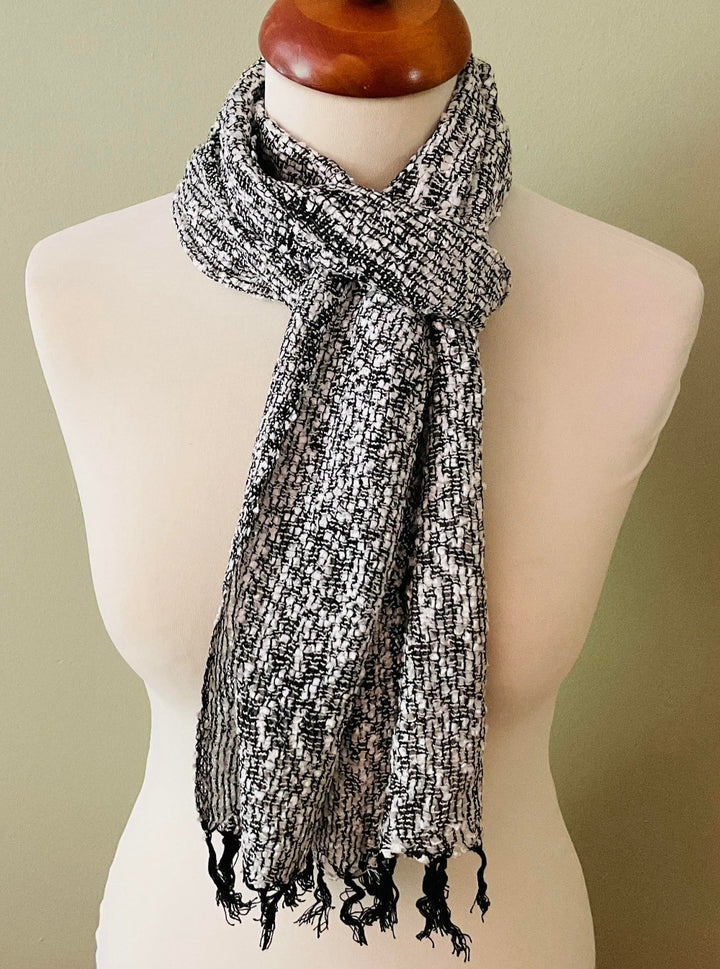 Confetti Scarf Viscose Open Weave Black & Silver For All Seasons