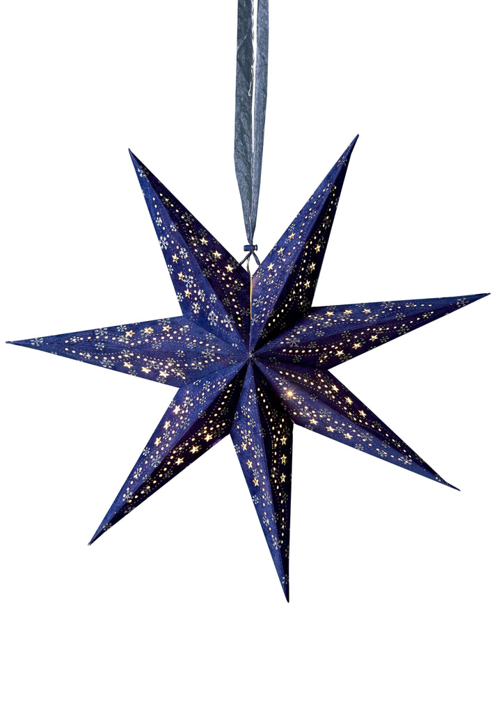 Velvet Star Lanterns Lampshades Fairy Lights With Glitter LED Lights Handmade Recycled 4 Colours Available Festive Lights