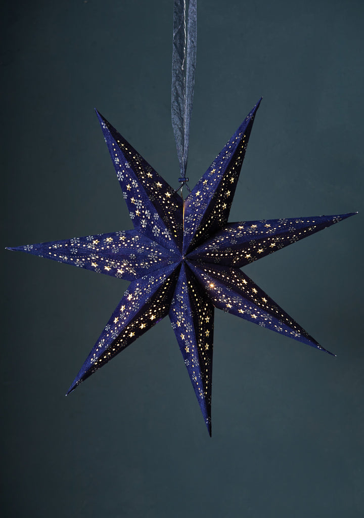 Velvet Star Lanterns Lampshades Fairy Lights With Glitter LED Lights Handmade Recycled 4 Colours Available Festive Lights