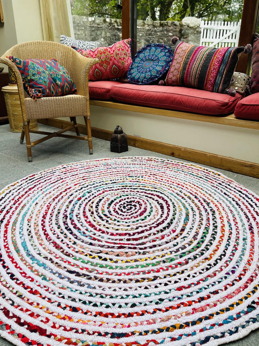 CARNIVAL Round Bedroom Rug Ethical Source with Recycled Fabric - Second Nature Online