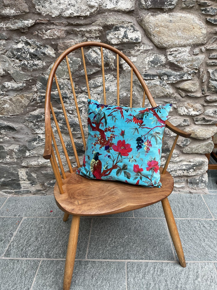 Velvet Cushion Cover with Bird of Paradise Design - Second Nature Online
