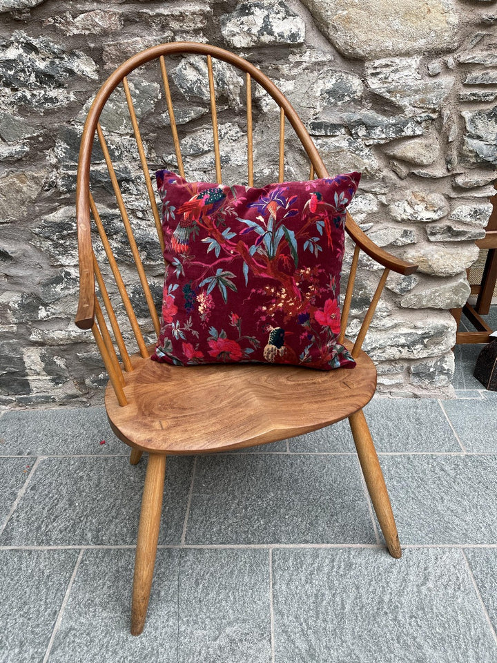 Velvet Cushion Cover with Bird of Paradise Design - Second Nature Online