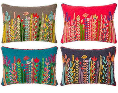 Embroidered Cushion Cover Indian with Abstract Floral Design - Second Nature Online