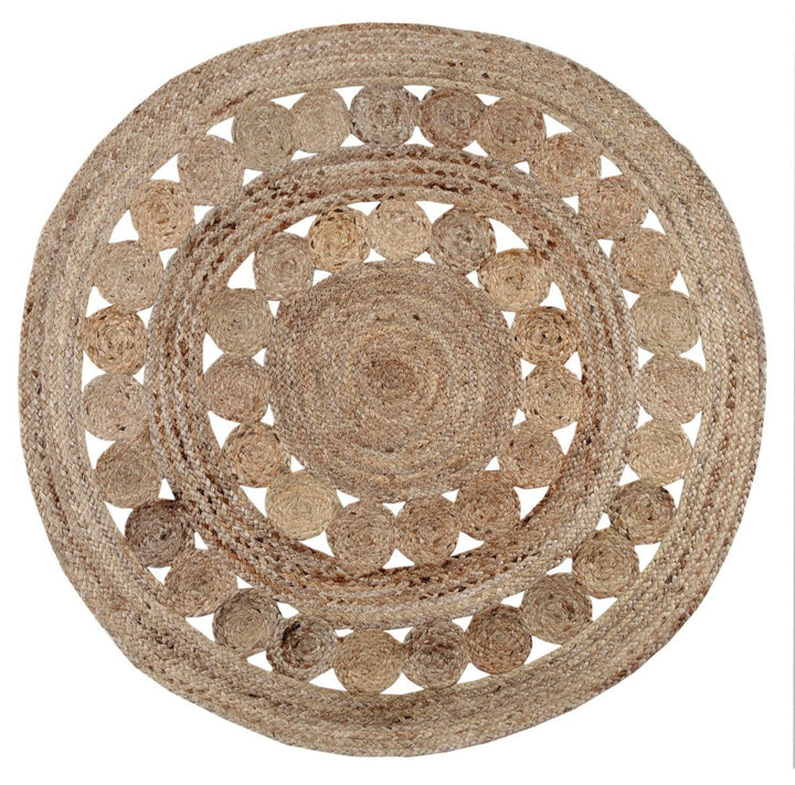 GHERANA Circle Rug Jute in Flat Weave Round Design - Second Nature Online