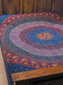 Large Indian Wall Hanging Throw in Blue Purple Goa Mandala Style Second Nature Online