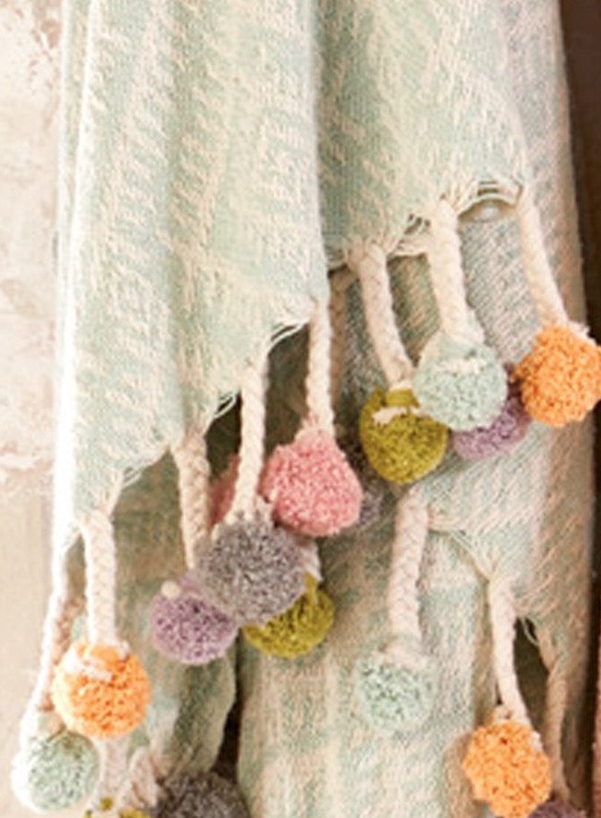 Green Pom Pom Throw Second Nature Online