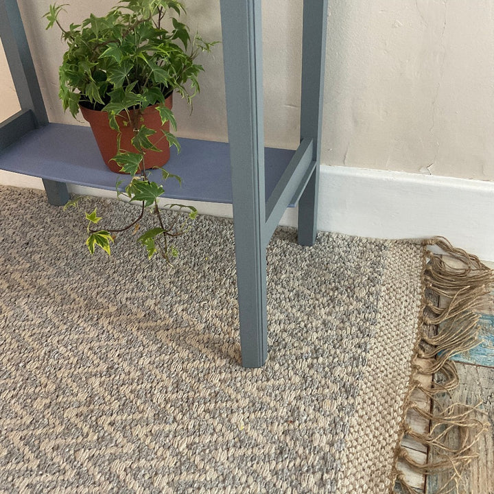 Greta Soft Bedroom Rug Grey Pale Herringbone Pattern