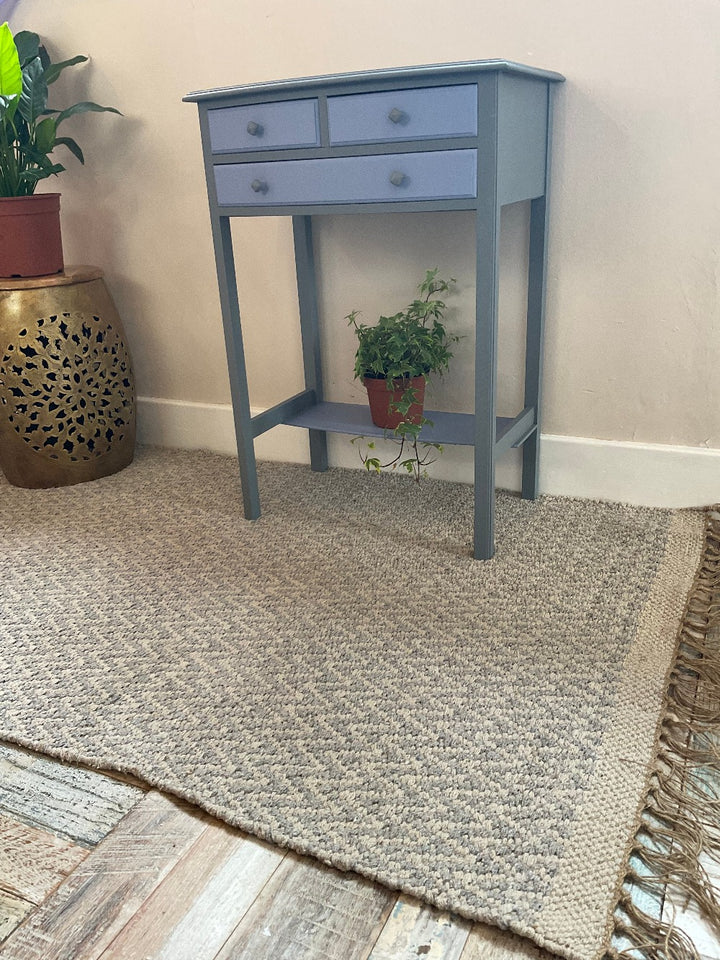 Greta Soft Bedroom Rug Grey Pale Herringbone Pattern