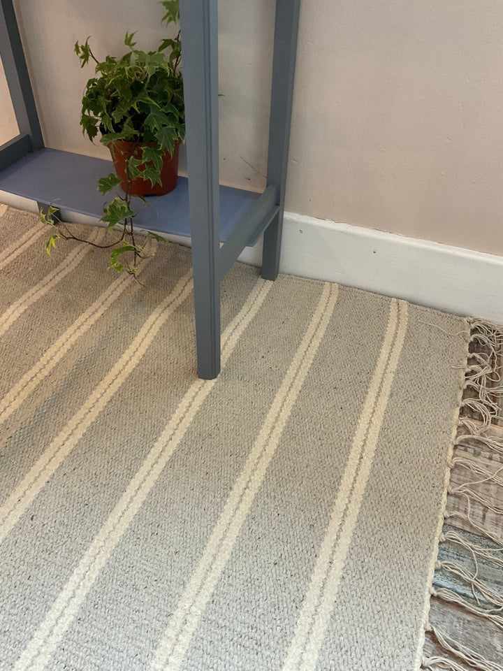 Varca Grey Rug Striped Design Cotton and Jute Yarn