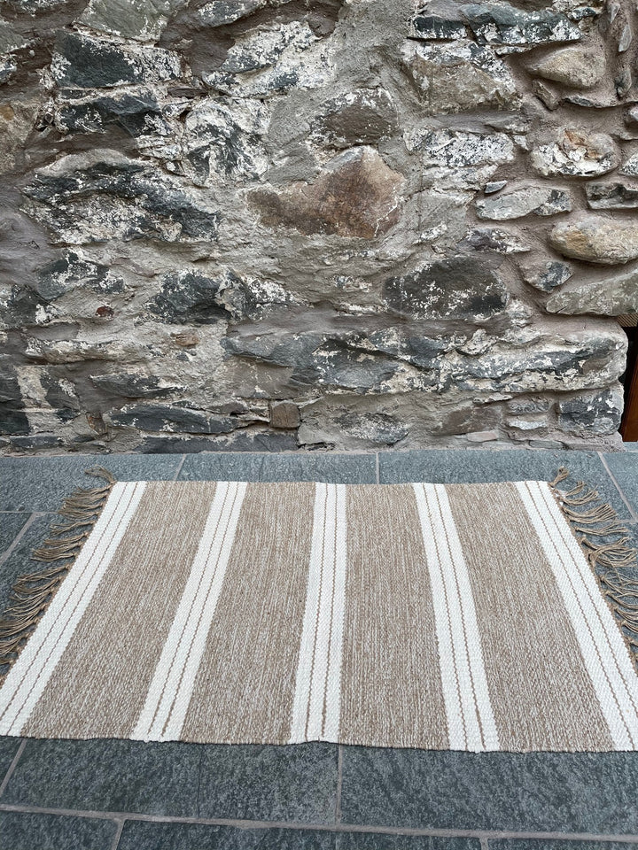 Reteela Living Room Rug Beige with Natural Striped Design