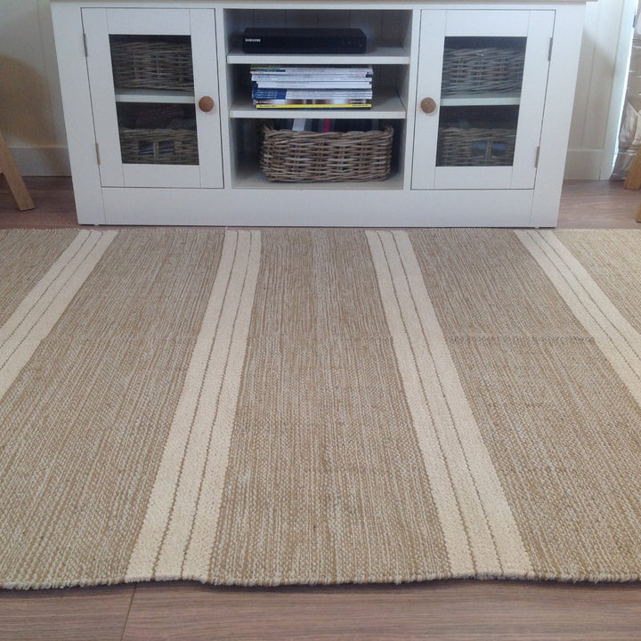 Reteela Living Room Rug Beige with Natural Striped Design