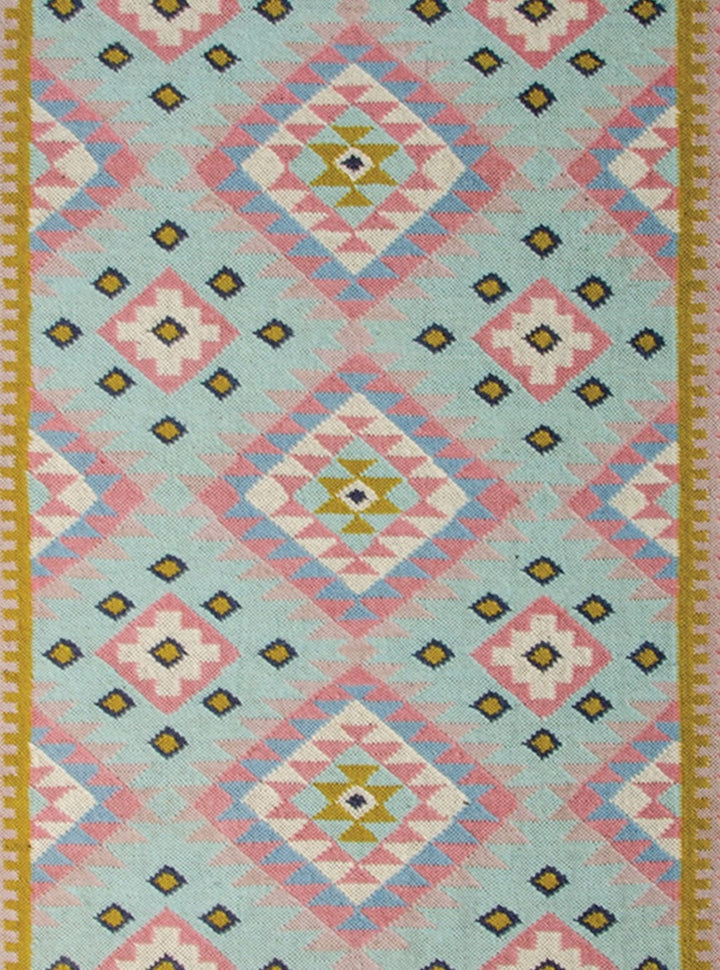 Light Pastel Blue and Pink Kilim 120 cm x 180 cm - Second Nature Online