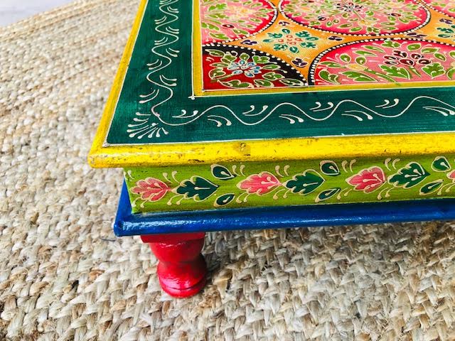Hand Painted Lime Green Wooden Bajot Table