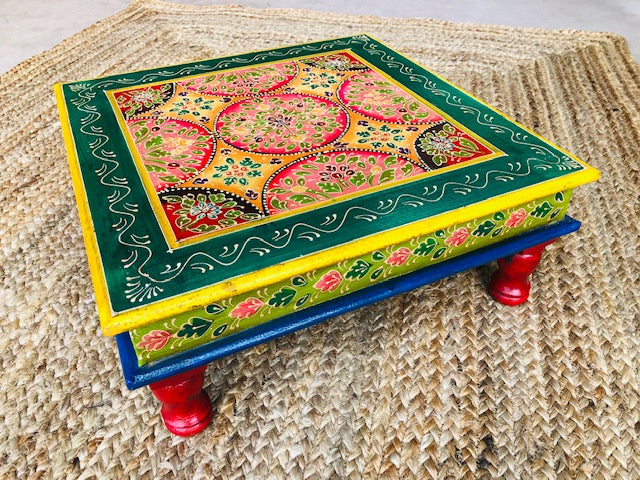 Hand Painted Lime Green Wooden Bajot Table