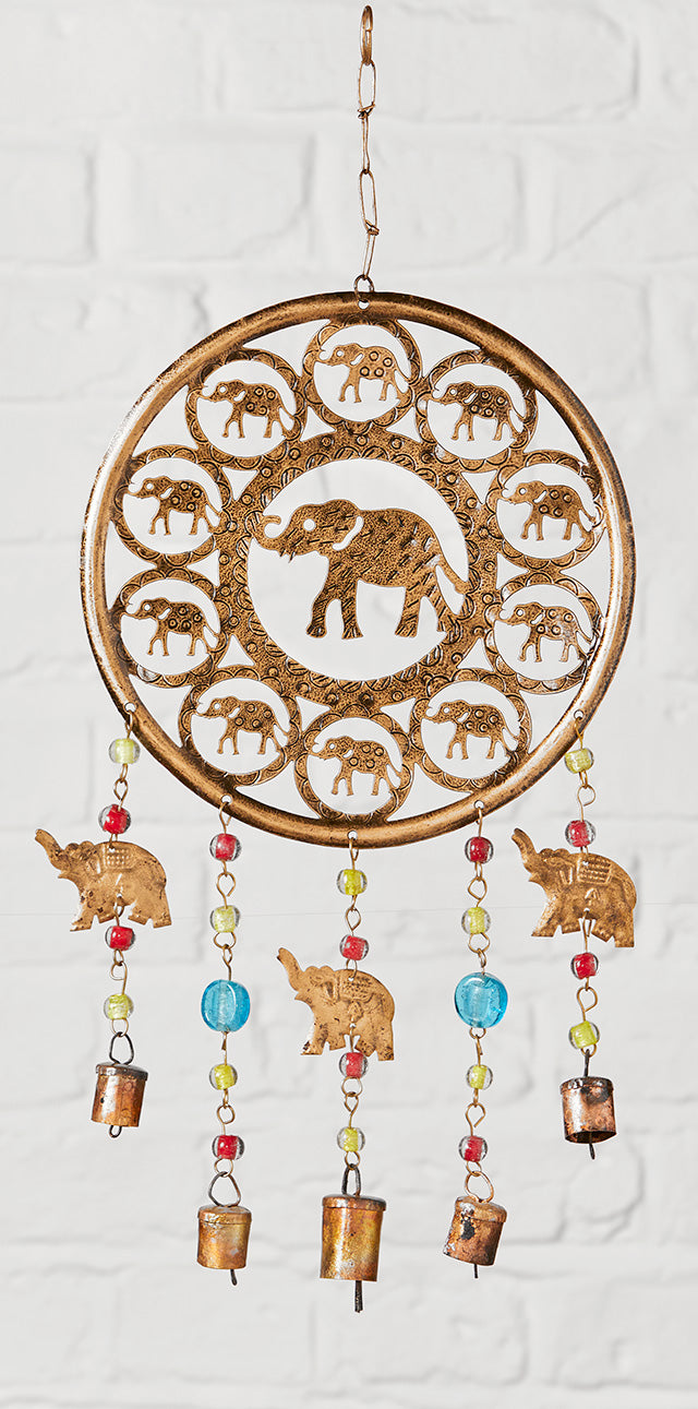 Multi Lucky Elephant Wind Chime With Beads