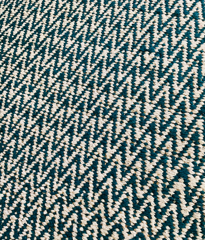 GRETA Soft Bedroom Rug Mallard Blue Herringbone Pattern 70 cm x 115 cm