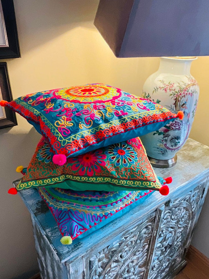 Lifestyle Three Boho Indian Cushions Second Nature Online