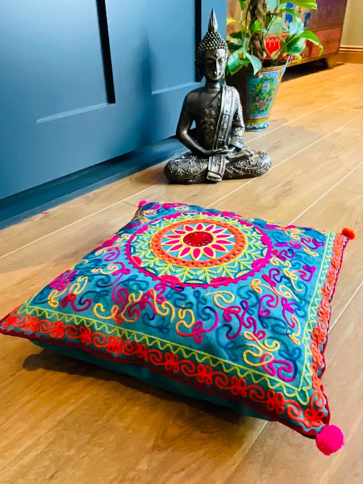 Boho Blue Indian Cushion Cover 40 cm x 40 cm