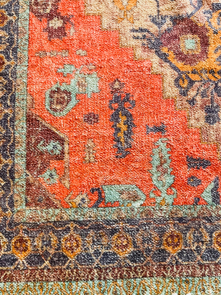 Natural Cotton Digital Print Rug Ethnic Indian Design Red Blue 120 cm x 180 cm