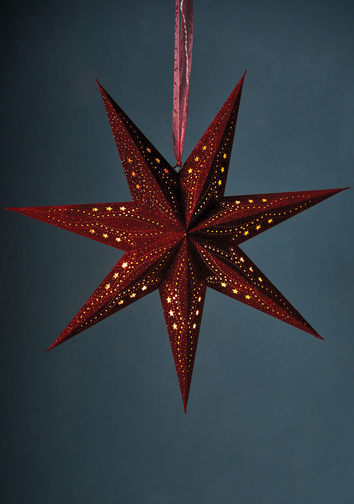 Velvet Star Lanterns Lampshades Fairy Lights With Glitter LED Lights Handmade Recycled 4 Colours Available Festive Lights