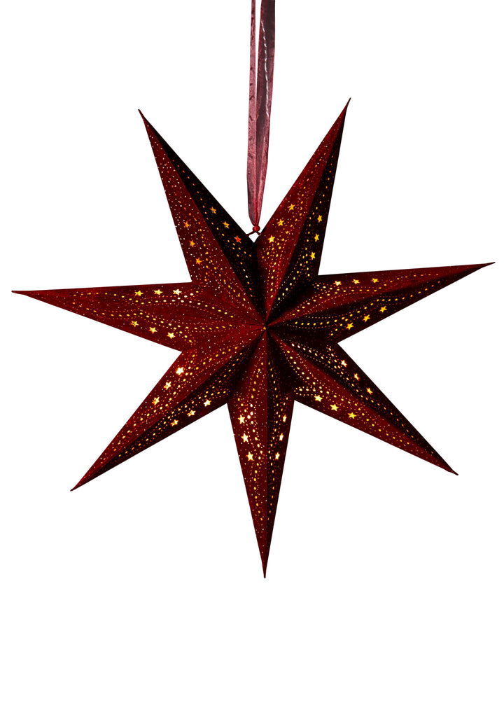 Velvet Star Lanterns Lampshades Fairy Lights With Glitter LED Lights Handmade Recycled 4 Colours Available Festive Lights