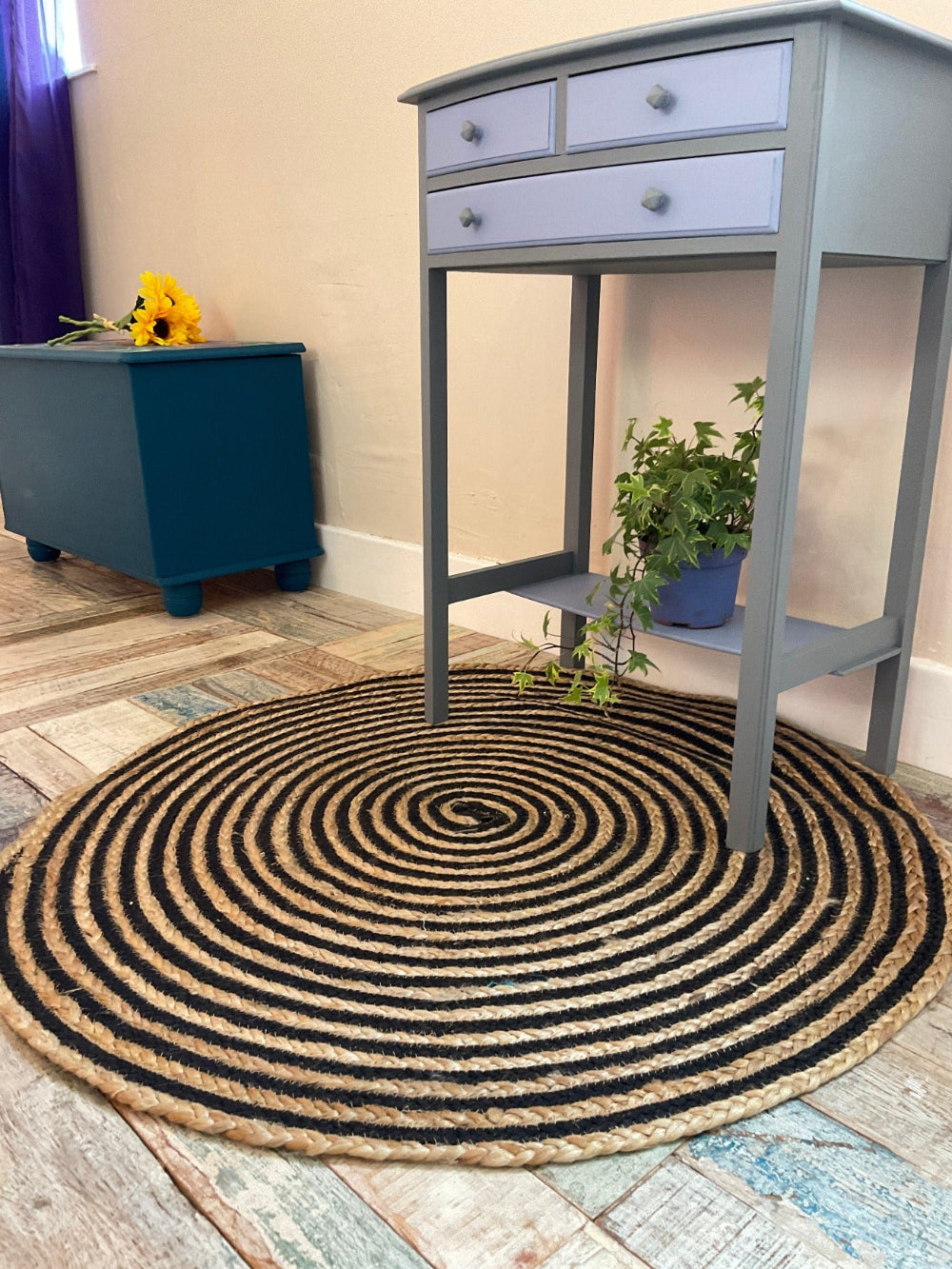 Round Jute Cotton Braided Rug - Second Nature Online