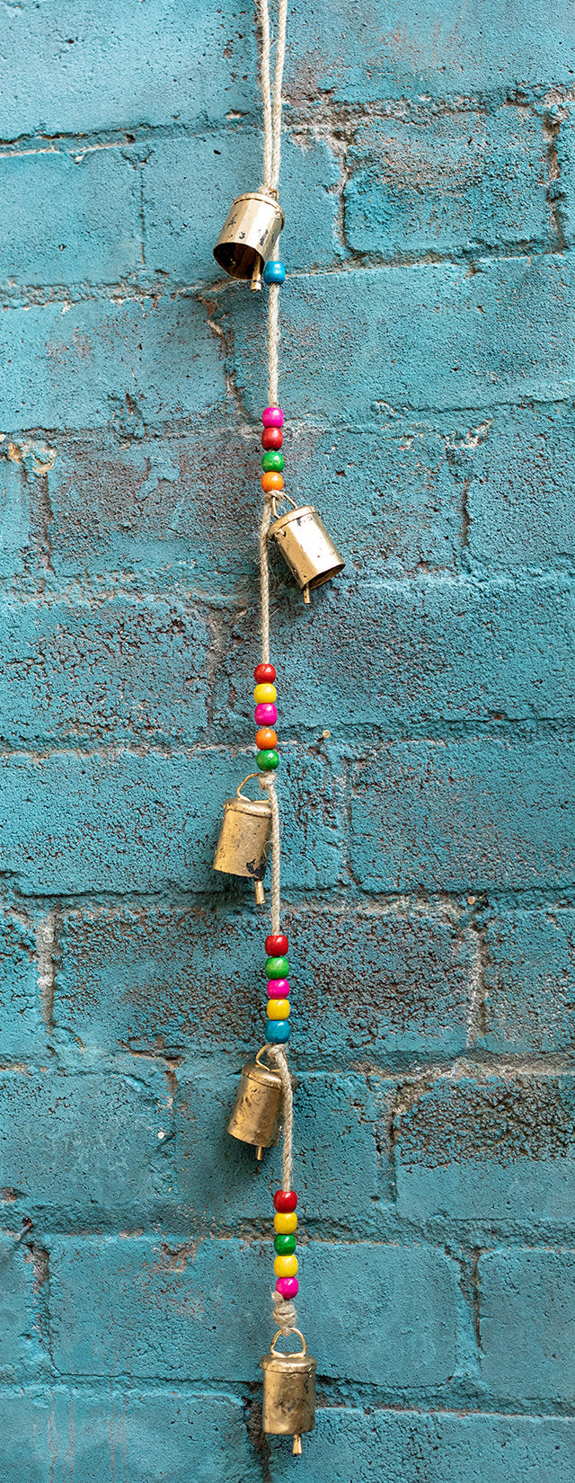 Multi Colour Rainbow Beaded String Hanging With Bells 84 cm Long
