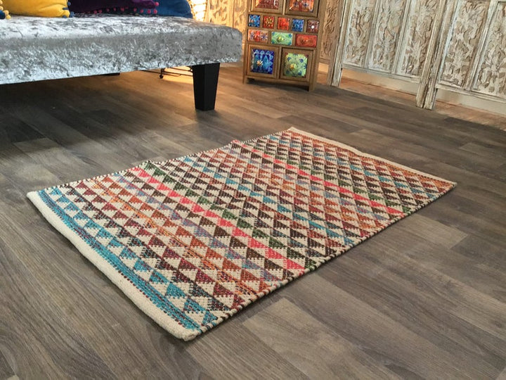 Small Cotton Multi Coloured Rug - Second Nature Online