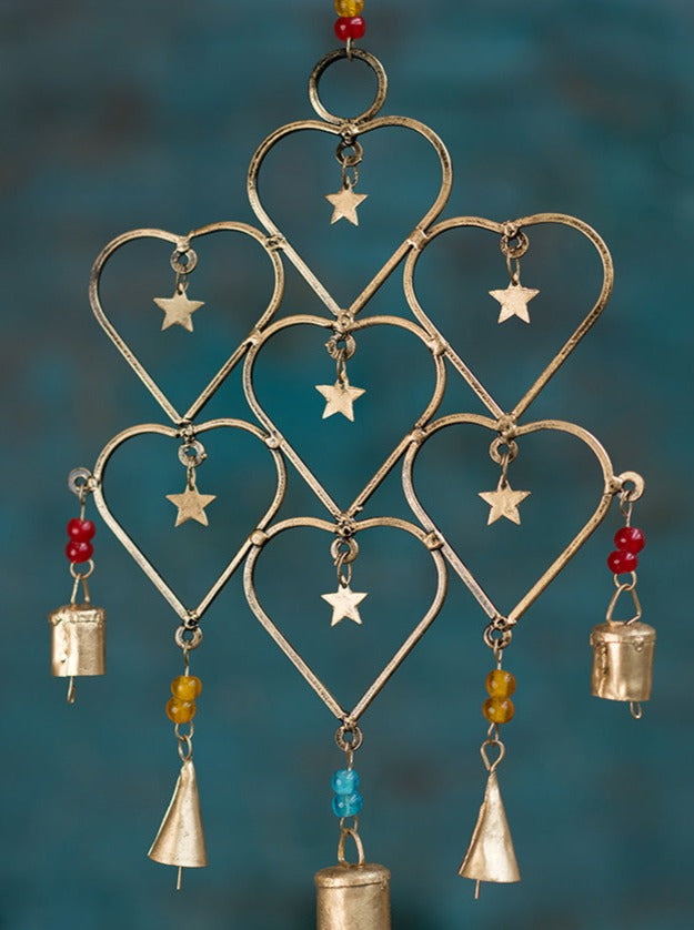 Love Heart Stars and Bells Wind Chime Hanging Mobile