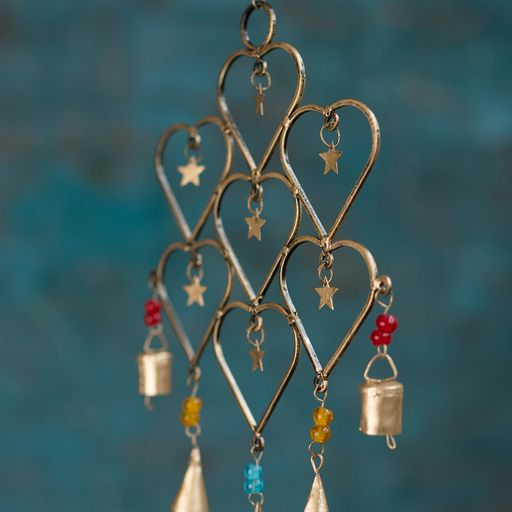 Love Heart Stars and Bells Wind Chime Hanging Mobile