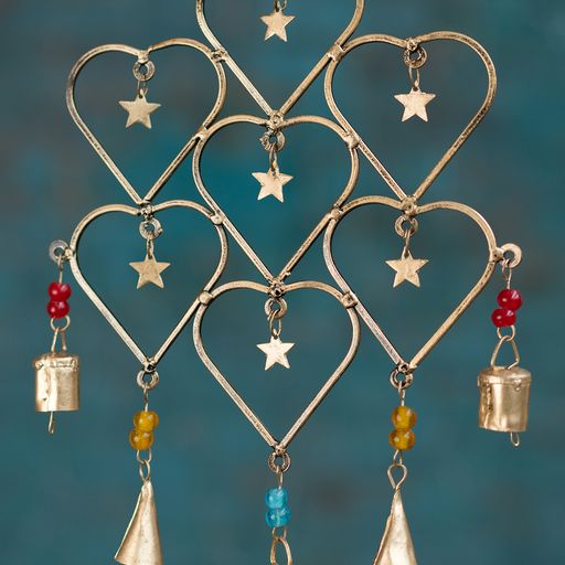 Love Heart Stars and Bells Wind Chime Hanging Mobile