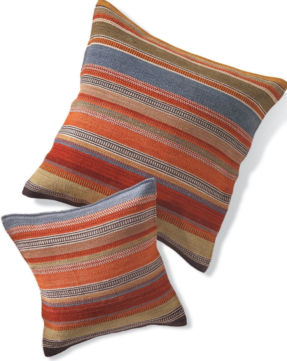 Multi Colour Kilim Cushion Cover Wool Cotton Striped Design Second Nature Online