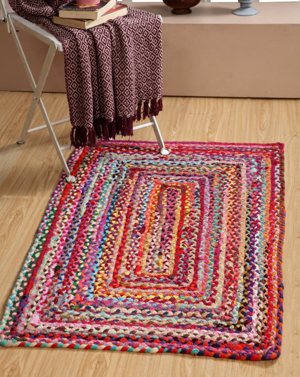 Sundar Rectangle Multi Colour Rug Ethical Recycled Second Nature Online