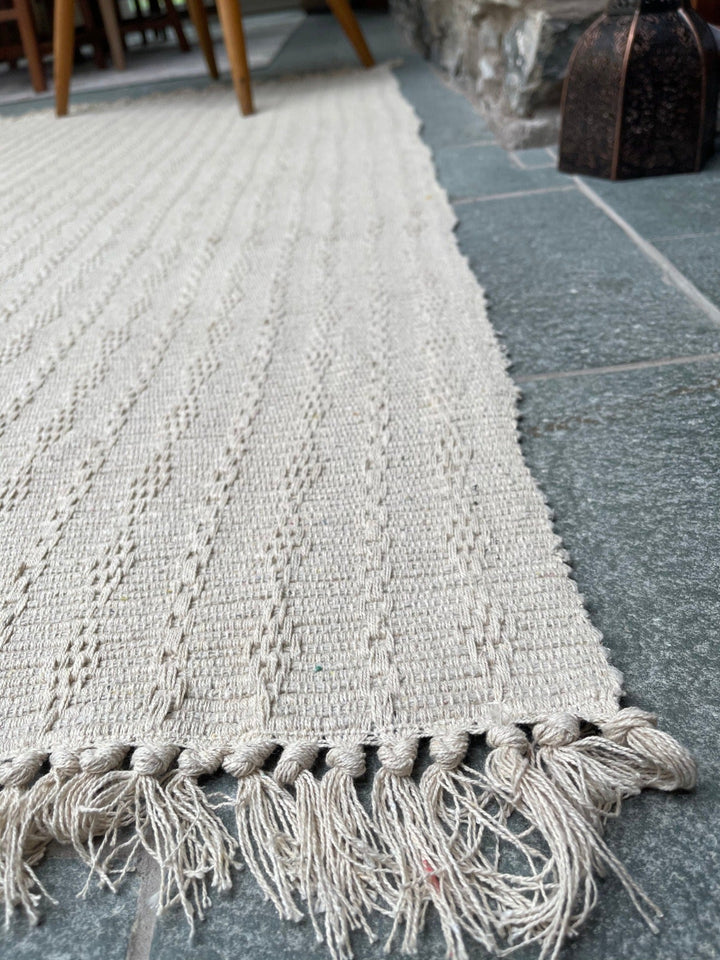 Tarkarli Natural Cream Patterned Cotton Rug Second Nature Online