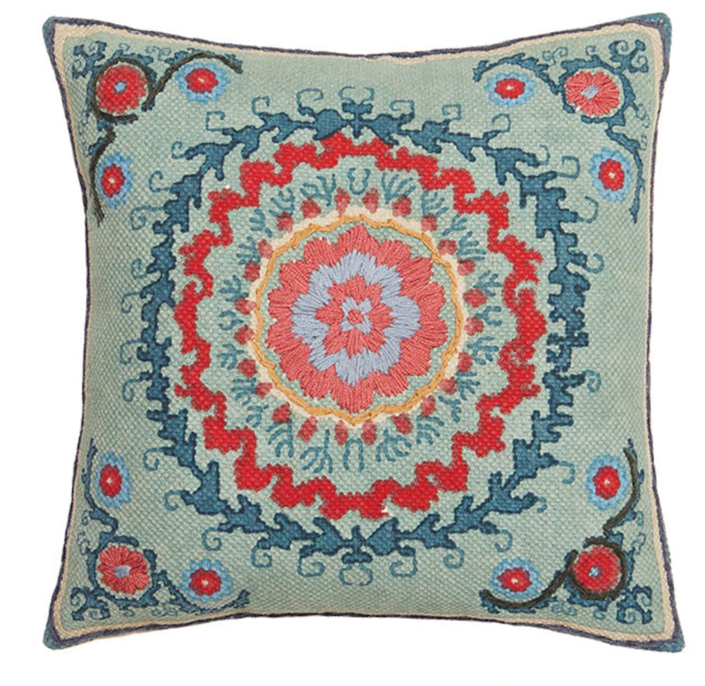Turquoise Suzani Cotton Cushion Cover Second Nature Online