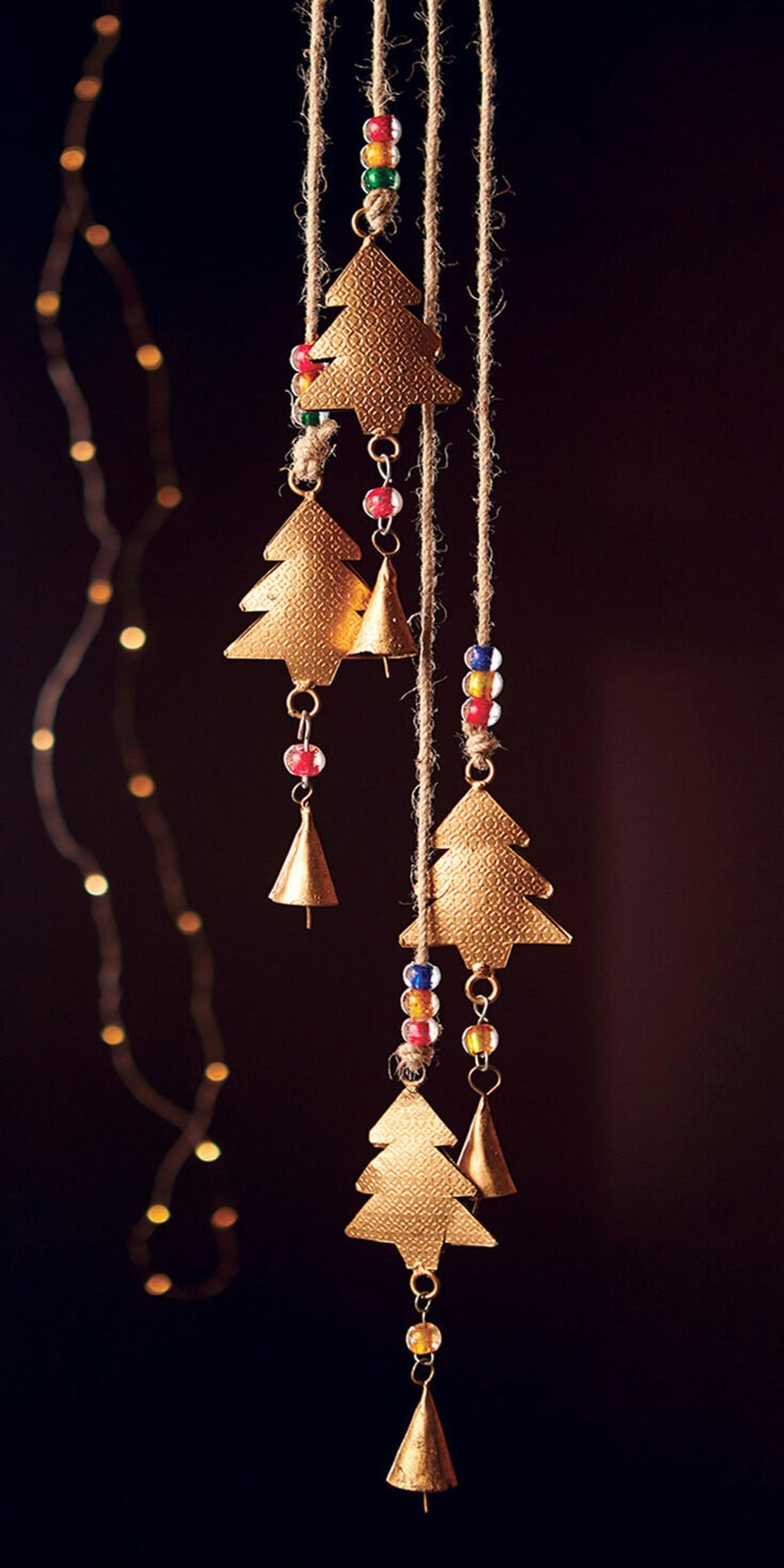 Four Trees With Bells and Beads Hanging Decoration Mobile Wind Chime