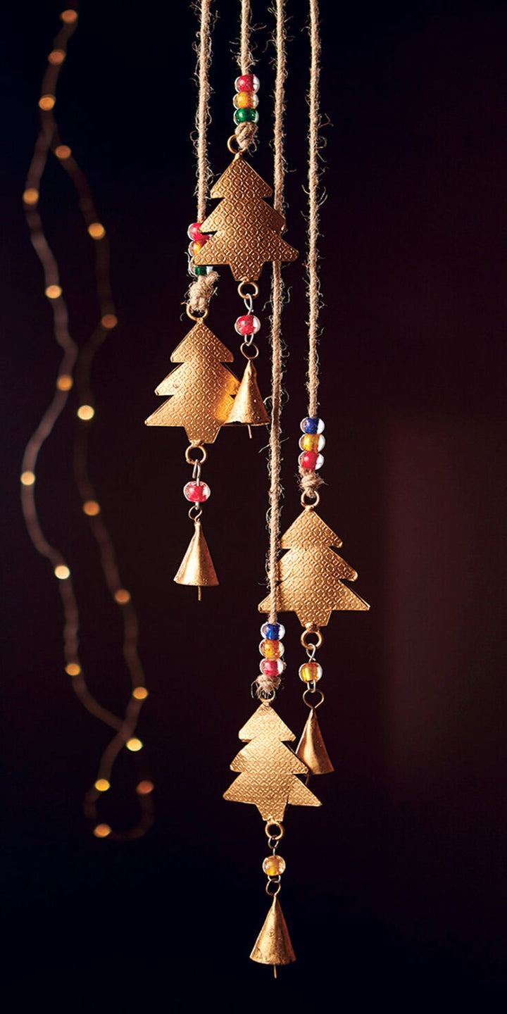 Four Trees With Bells and Beads Hanging Decoration Mobile Wind Chime