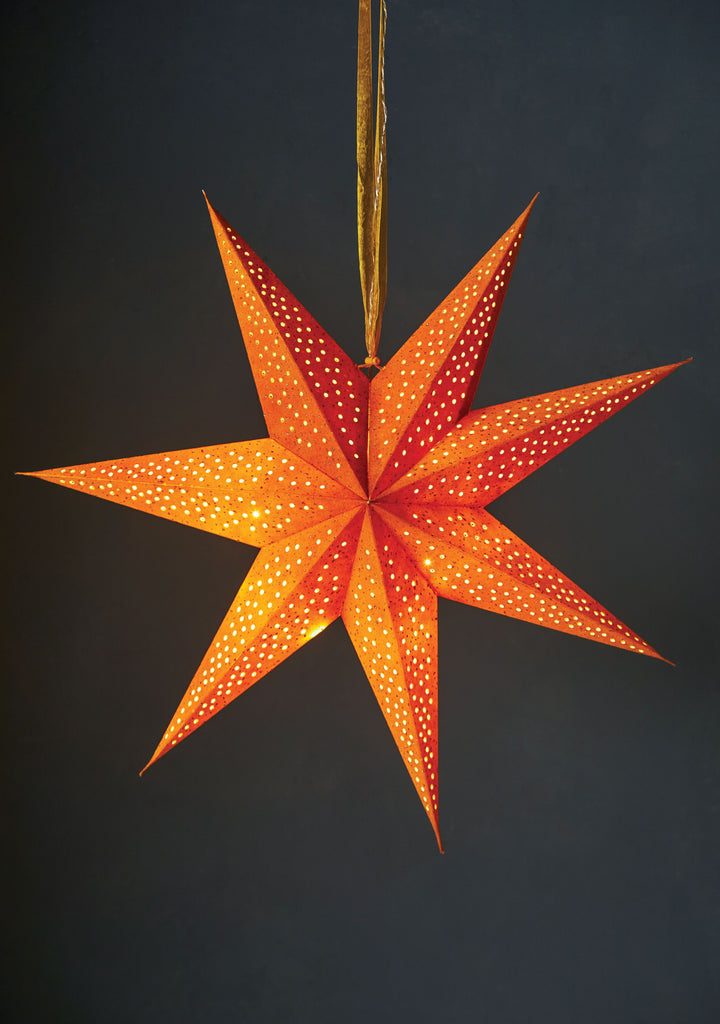 Velvet Star Lanterns Lampshades Fairy Lights With Glitter LED Lights Handmade Recycled 4 Colours Available Festive Lights