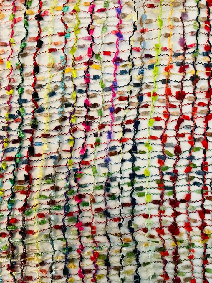 Confetti Scarf Viscose Open Weave Green Rainbow Multi Colours For All Seasons