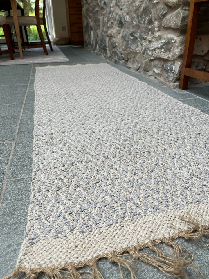 Greta Soft Bedroom Rug Grey Pale Herringbone Pattern