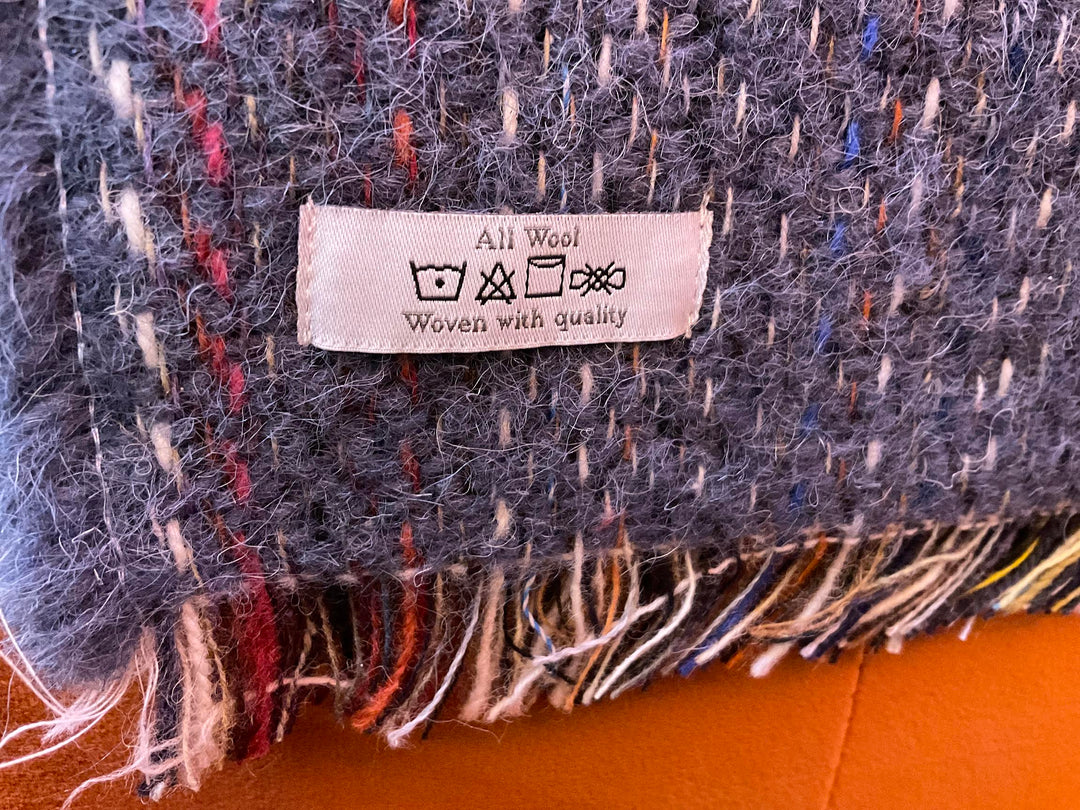 Blue Natural Highland Throw Luxury Recycled Wool Small Blanket