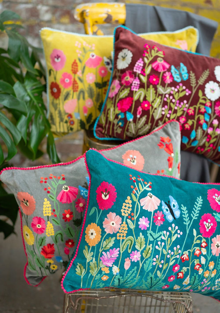 4 Floral Colours of Velvet Cushion Covers - Second Nature Online