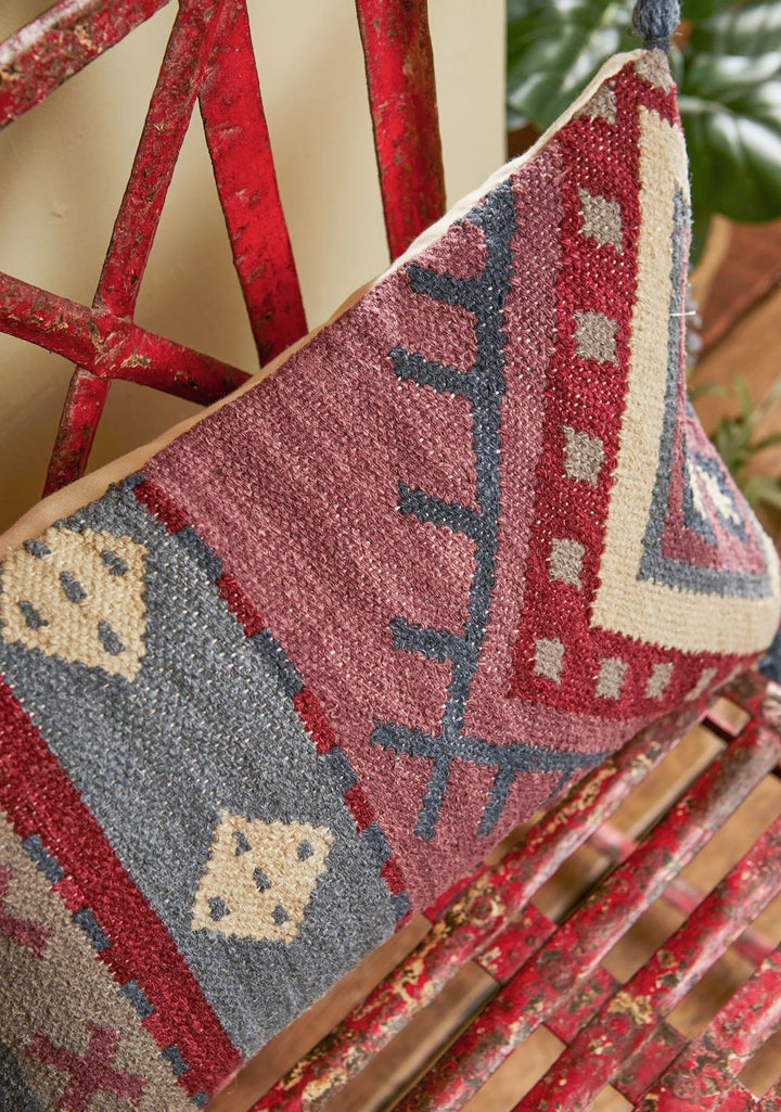 Hand Woven Cushion Cover Wool Cotton Kilim Geometric Pattern 35 x 50 cm