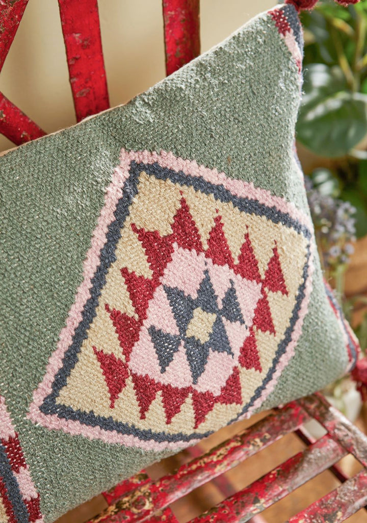 Hand Woven Cushion Cover Wool Cotton Kilim Geometric Pattern 35 x 50 cm